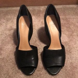 Franco Sarto Black Leather Heels, Size 10.5